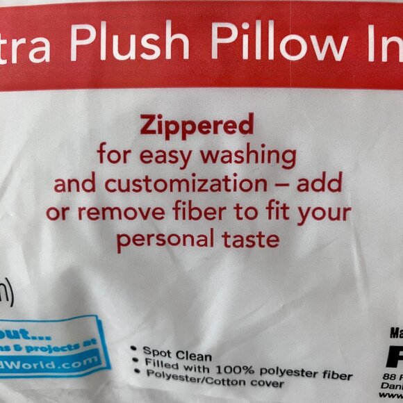 White 12" Zippered Poly Fill Premiere Pillow Insert NEW - Picture 3 of 6